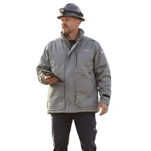Crude FR Insulated Work Jacket Mens XL Gray CAT2 ATPV12 2112 Quilt Lined RPS-586